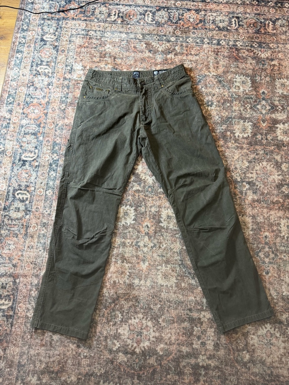 Kuhl Rydr Pants Mens 34x32 Olive Green Articulated Knee Hiking Outdoor